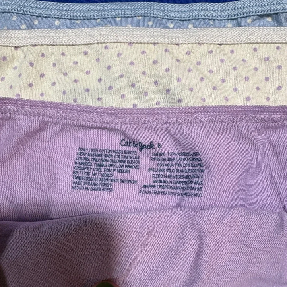 Cat & Jack Girls Size 8 Cotton Brief Underwear Lot of 10 Polka Dots Stripe Heart